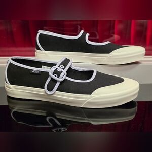 Vans Black and Cream Buckle Sneakers